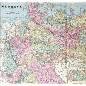 1895 Germany Map Victorian Europe Geography History Colored Poland DWYY10D
